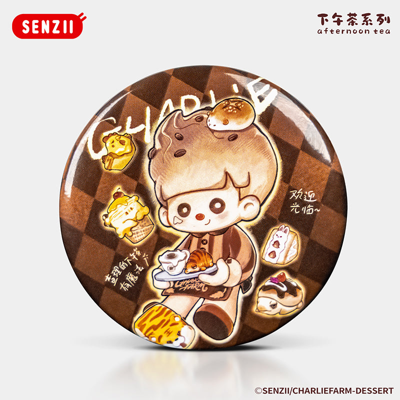 【預售】SENZII千記商行【现货】查理农场下午茶系列手办盲盒摆件玩具礼物 随心贴贴纸行李贴 唧徽章包包挂件