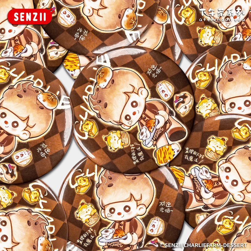 【預售】SENZII千記商行【现货】查理农场下午茶系列手办盲盒摆件玩具礼物 随心贴贴纸行李贴 唧徽章包包挂件