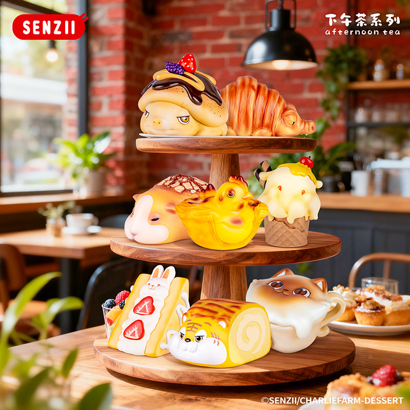 【預售】SENZII千記商行【现货】查理农场下午茶系列手办盲盒摆件玩具礼物 随心贴贴纸行李贴 唧徽章包包挂件