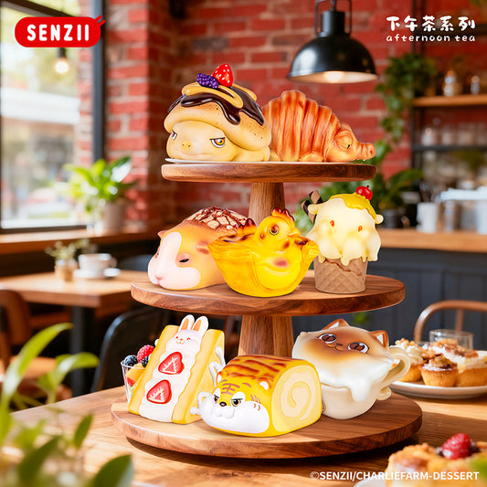 【預售】SENZII千記商行【现货】查理农场下午茶系列手办盲盒摆件玩具礼物 随心贴贴纸行李贴 唧徽章包包挂件